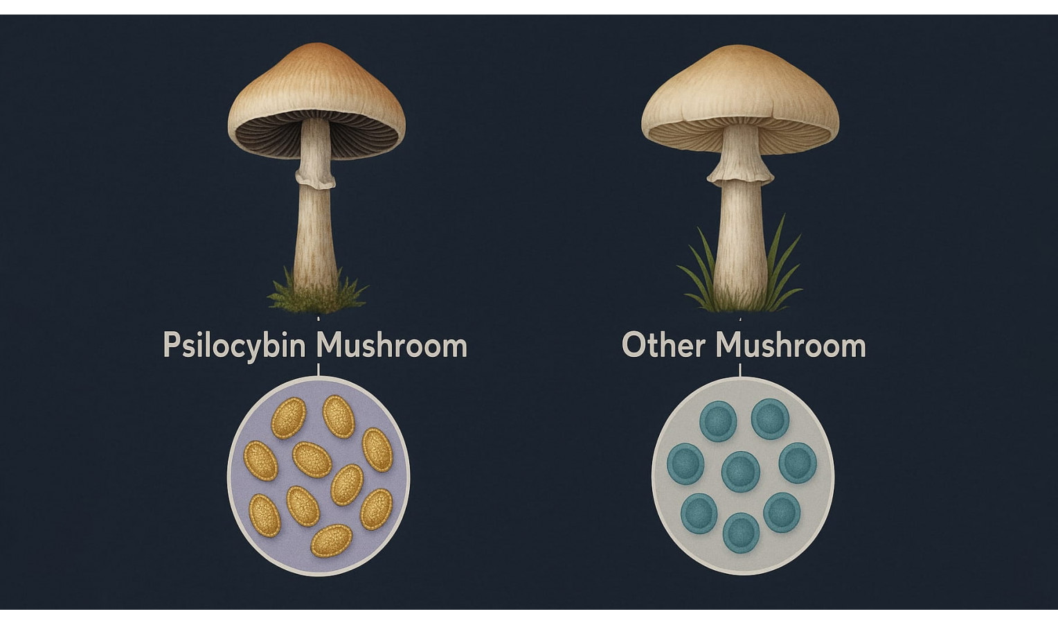 Чим спори псилоцибінових грибів відрізняються від спор інших грибів