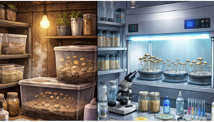 Сравнение любительских и лабораторных методов гровинга псилоцибиновых грибов